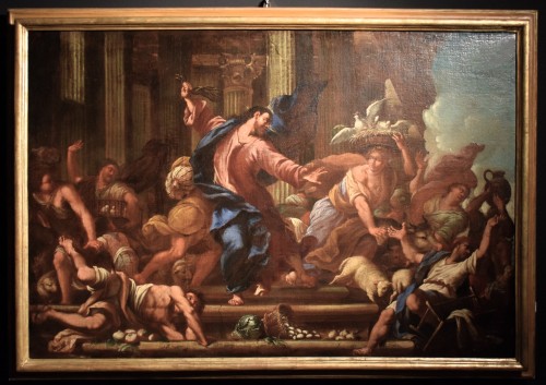 Jésus chasse les marchands du temple - Italie XVIIe siècle - Tableaux et dessins Style Louis XIII